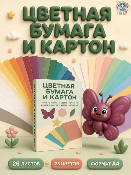 ДАК Набор цветной картон и бумага А4 для школы