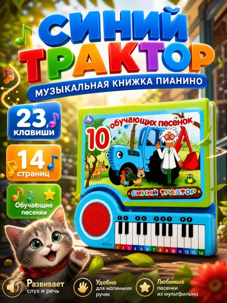 Умка Музыкальная книжка для малышей Синий Трактор книга игрушка