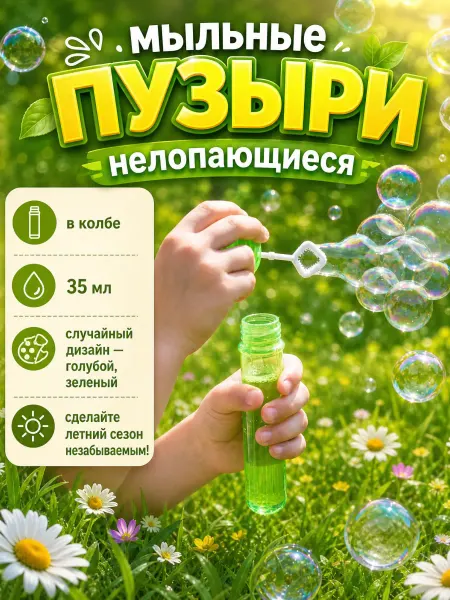 Интэк Мыльные пузыри нелопающиеся детские набор