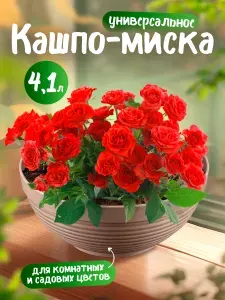 Кашпо миска для цветов Парма 1 шт 4,1 л, цветочный горшок для растений пластиковый для балкона и на подоконник
