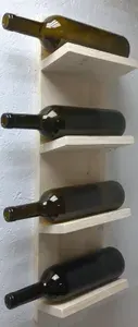 Винная полка настенная наклонная для 4 бутылок вина цвет дерева