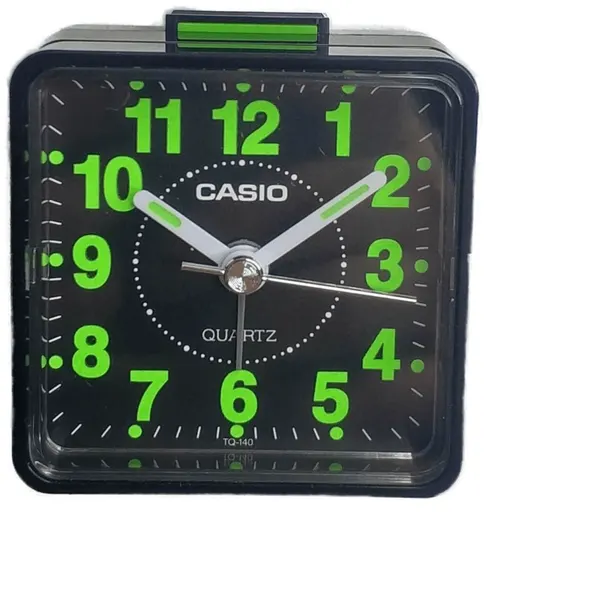 Будильник CASIO tq-140-1df, с подсветкой, на батарейках, кварцевые, черный
