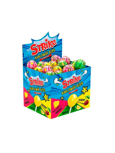 STRIKE Карамель на палочке Кислый kiss, 11,3 г, 50 шт