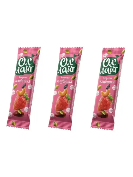 НОВАПРОДУКТ Батончик фруктово-ореховый, клубничный, 30 г, 3 шт