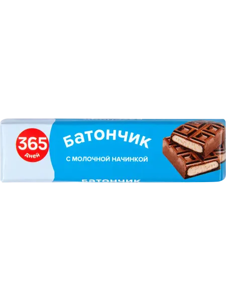 Батончик 365 ДНЕЙ с молочной начинкой, в глазури, 50г