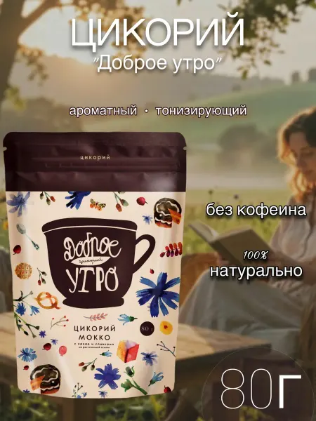 Доброе утро Цикорий натуральный Мокко с какао и сливками, 80г