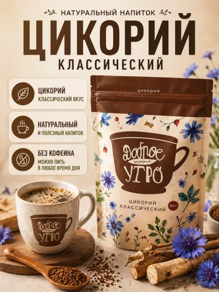 Доброе утро Цикорий растворимый «Доброе утро» классический, 80г