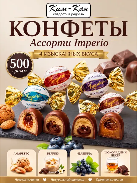 Ким-кан Шоколадные конфеты со вкусом ликера Imperio ассорти