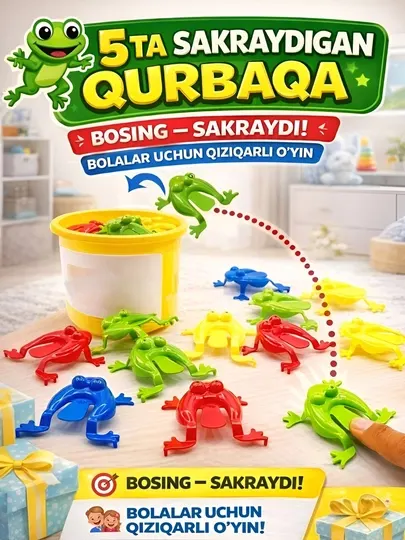 Антистрессовая игрушка для детей и взрослых, прыгающая лягушка (набор из 6 штук)