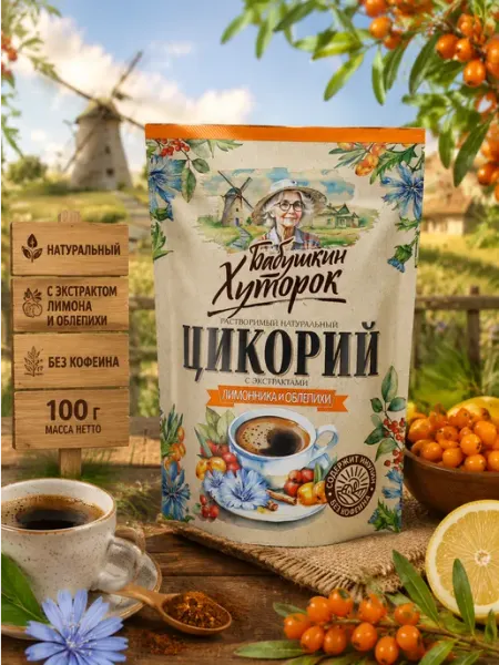 Бабушкин хуторок Цикорий растворимый лимон и облепиха без кофеина 100 гр
