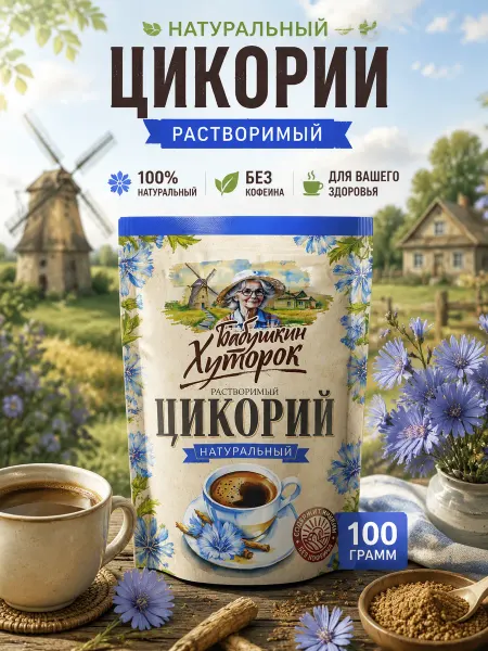 Бабушкин хуторок Цикорий растворимый натуральный без кофеина 100 гр