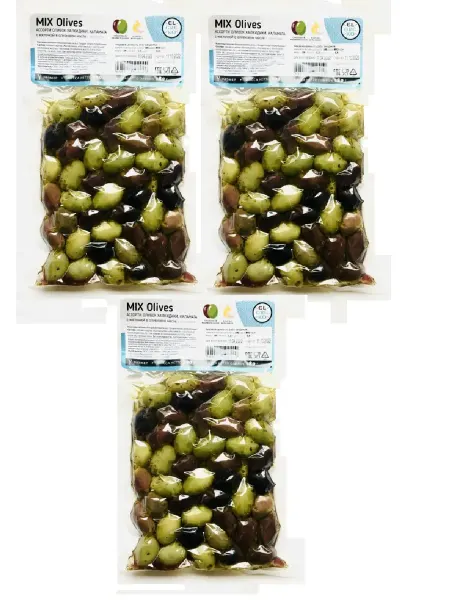 El Greko Микс из оливок Каламата и Халкидики с чесноком, 200г-3шт