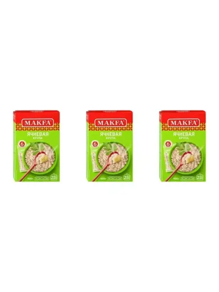 Макфа Крупа ячневая, 6 пакетов, 400 г, 3 упаковки