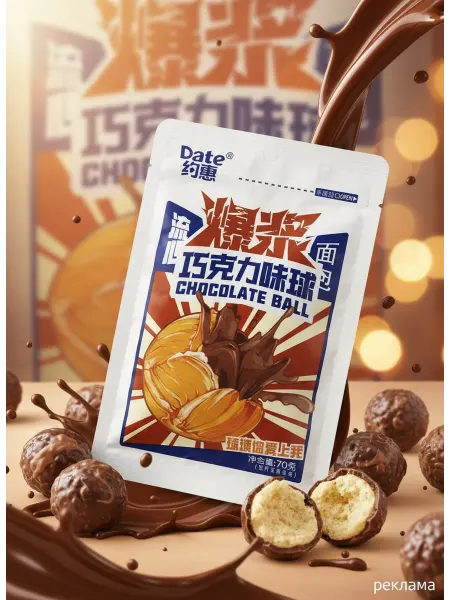 Булочка Date шоколадная начинка, 70г