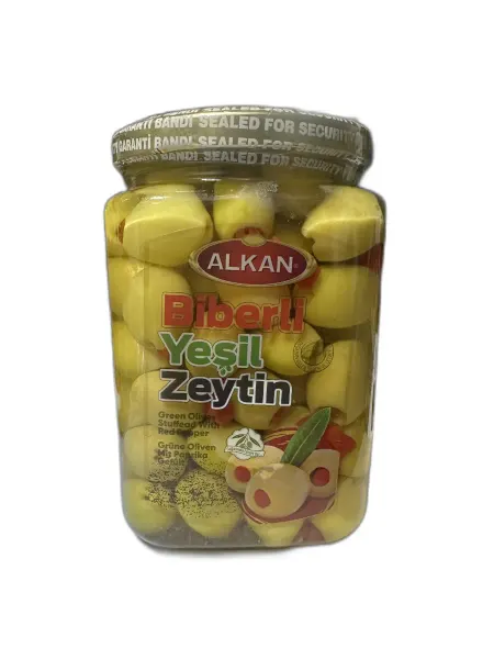 Оливки фаршированные красным перцем ALKAN 750г