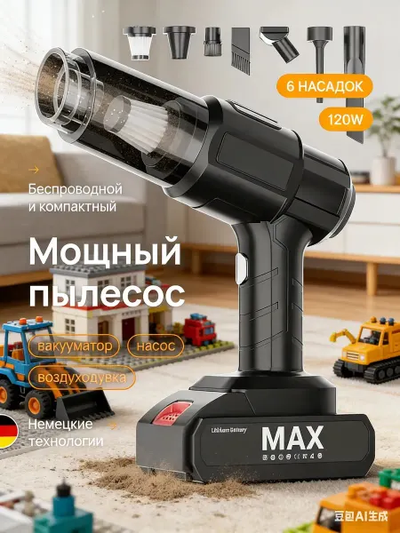 ZuVuZ Пылесос для автомобиля беспроводной мощный воздуходувка