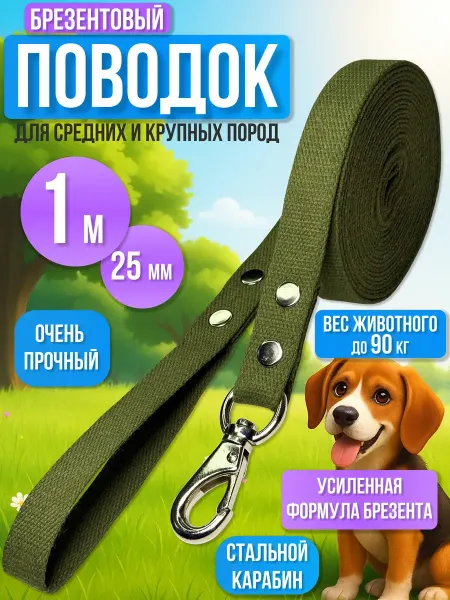 Лаптекс Поводок для собак брезентовый 1 м х 25 мм классический