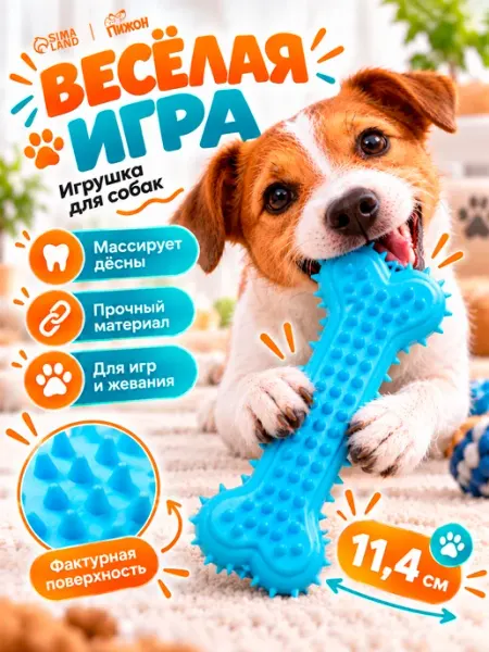 Игрушка для собак жевательная литая Кость, 11 х 4 х 2 см