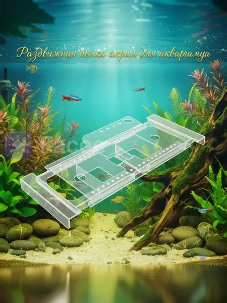 AquaSyncro Полка раздвижная акрил на аквариум шириной 32-51 см