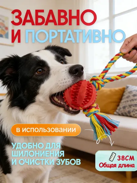 ARVIDEN Игрушка канат и мячик для средних пород