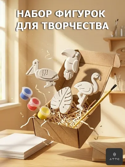 Набор для творчества «Тропические птицы» с красками 4 фигурки