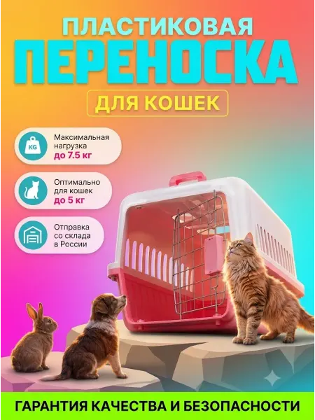 Переноска для кошек до 5 кг пластиковая