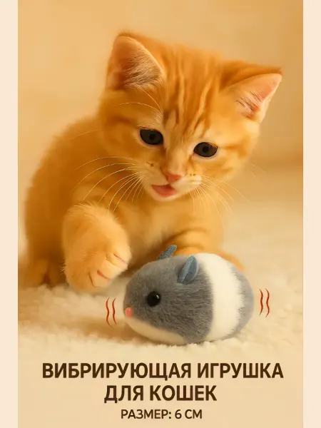 Triol Игрушка для кошек и котят, Мышка вибрирующая, 6см