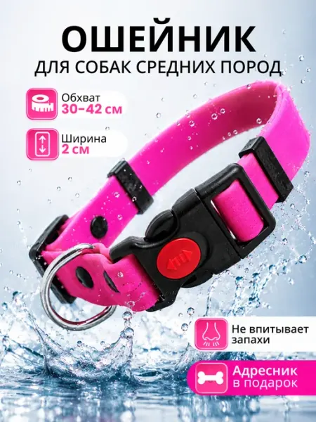 Красивый ошейник для прогулок собак средних пород из биотана
