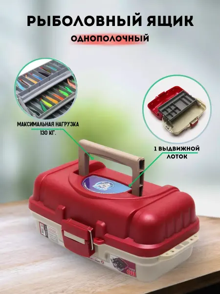 Три Кита. Ящик рыболовный для снастей пластиковый бокс однополочный