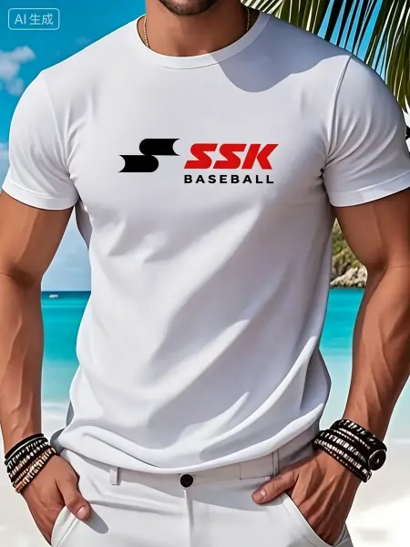 Футболка с логотипом бейсбола SSK, повседневная и стильная