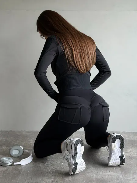 BODYVA Лосины спортивные пушап леггинсы для фитнеса с карманами