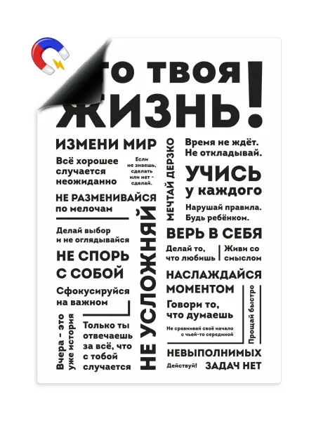 Выручалкин Мотиватор - магнитный плакат, А4 Это твоя жизнь