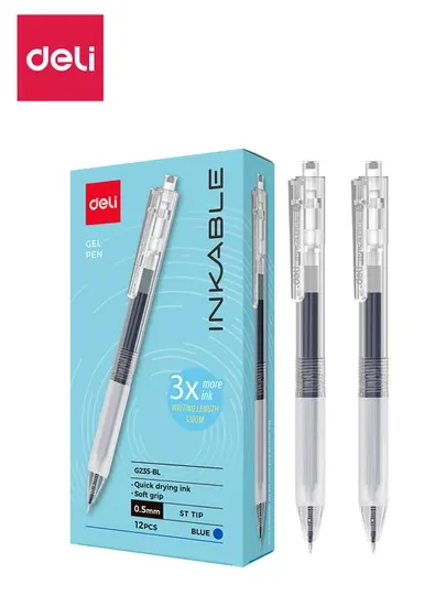 Ручка гелевая 1/3/6/12 шт 0,5мм EG235-BL (синяя) Deli, 235-BL-EG