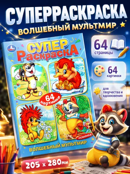 Умка Раскраска для детей животные и мультики а4 книга в дорогу