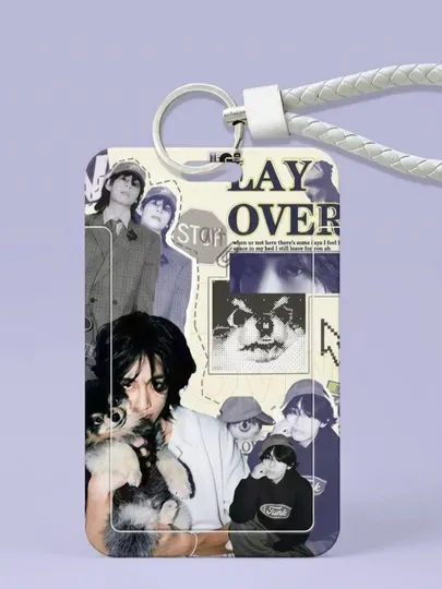 Бейджик BTS V (Тэхён) Layover, жесткий пластиковый картхолдер для пропусков и карт