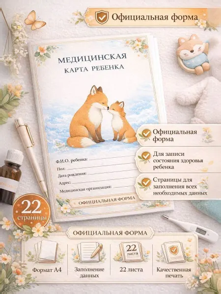 Медицинская карта ребенка для школы, детского садика, А4