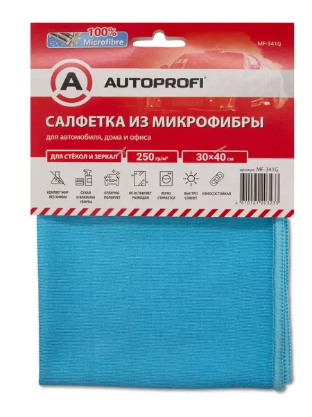 AUTOPROFI Автополотенце из микрофибры, тряпка для машины 30х40см 1 шт