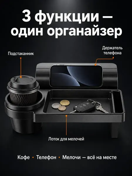 Автомобильный органайзер с подстаканником