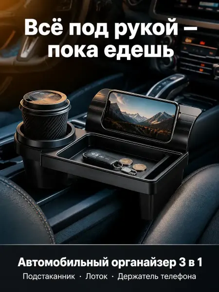 Автомобильный органайзер с подстаканником