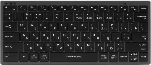 Клавиатура A4Tech серый, USB, беспроводная, BT Radio, Slim, Multimedia для ноутбука (FBX51C GREY)
