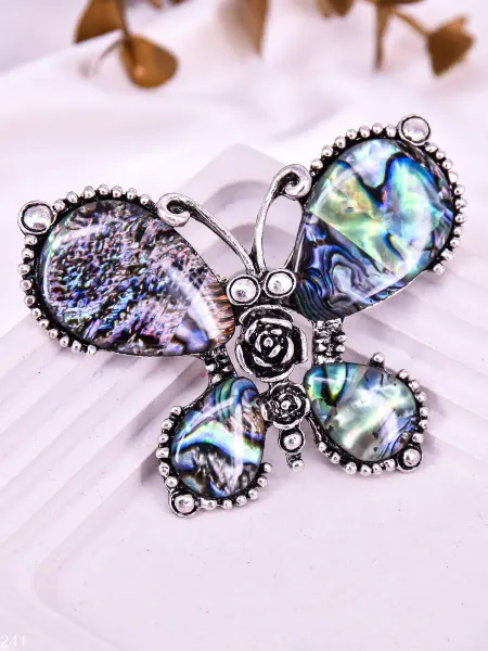 Роскошь ЗОЛОТА Брошь женская Бабочка с Перламутром Гелиотис