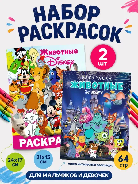 SuperFun Раскраски детские с персонажами Животные Дисней набор