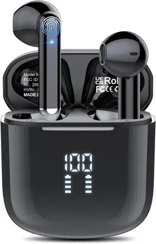 Наушники беспроводные с Bluetooth 5.4, время воспроизведения 40 часов, светодиодный индикатор питания, 4 микрофона
