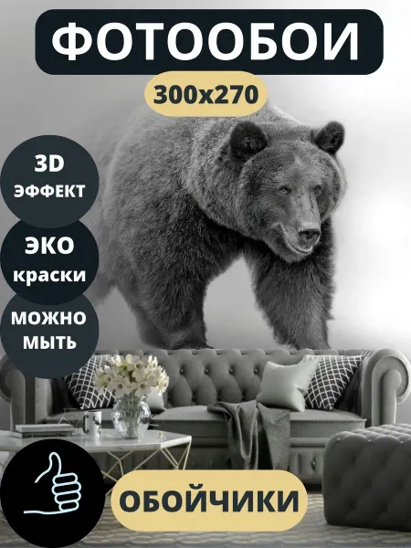 Обойчики Фотообои Животные Медведь в прихожую спальню детскую 300х270