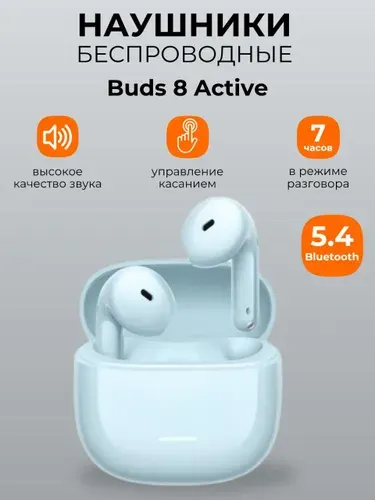 Наушники REDMI Buds 8 Active BHR08JPGL беспроводные, M2537E1, Bluetooth 5.4, активное AI-шумоподавление, синий