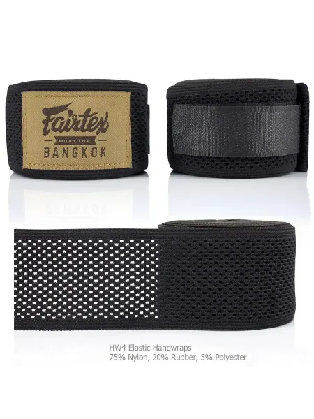 Fairtex Бинты боксерские HW4 черные 4.5 м
