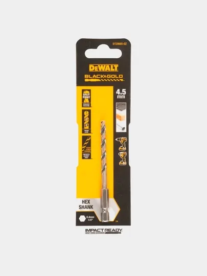 Сверло по металлу DeWALT "BLACK&GOLD" 4.5х35х85 мм DT20605-QZ
