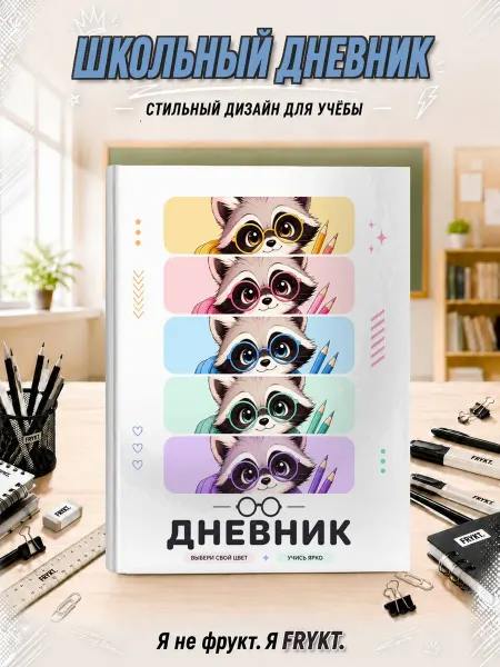 Frykt Школьный дневник 1-11 класс Енот с карандашами