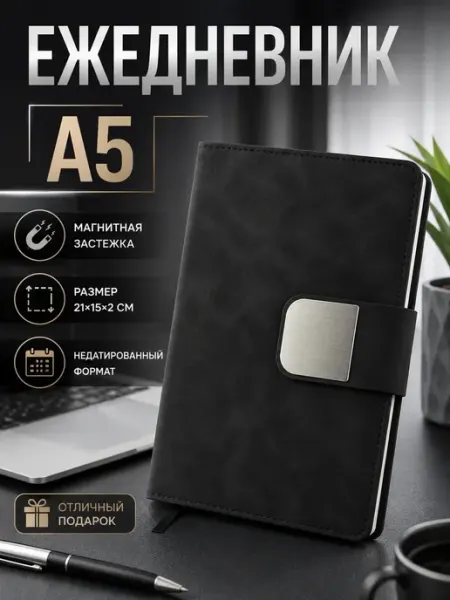АЯНА24 Ежедневник А5 недатированный в клетку мужской