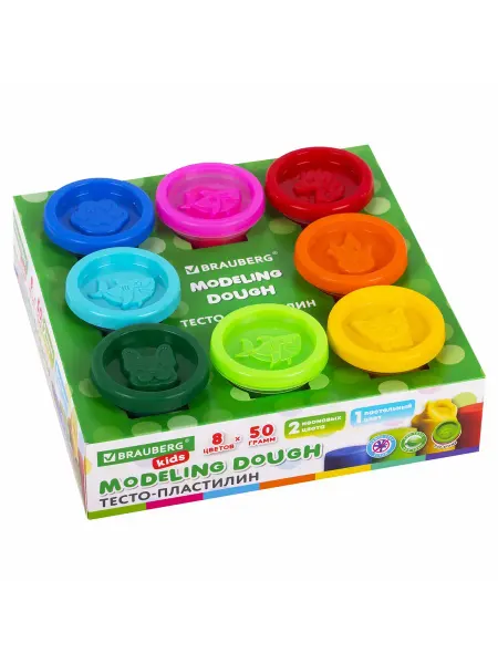 BRAUBERG KIDS Пластилин-тесто для лепки, 8 цветов, 400 г